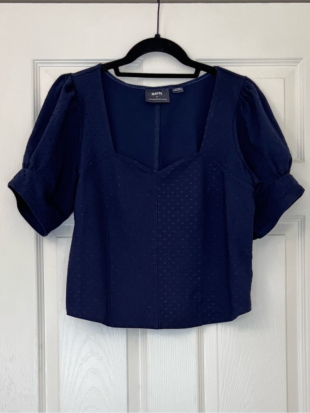 Maeve by Anthropologie Sevigny Polka Dot Top with Sweetheart Neckline